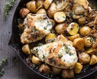 Skillet Roasted French Onion Chicken and Potatoes.