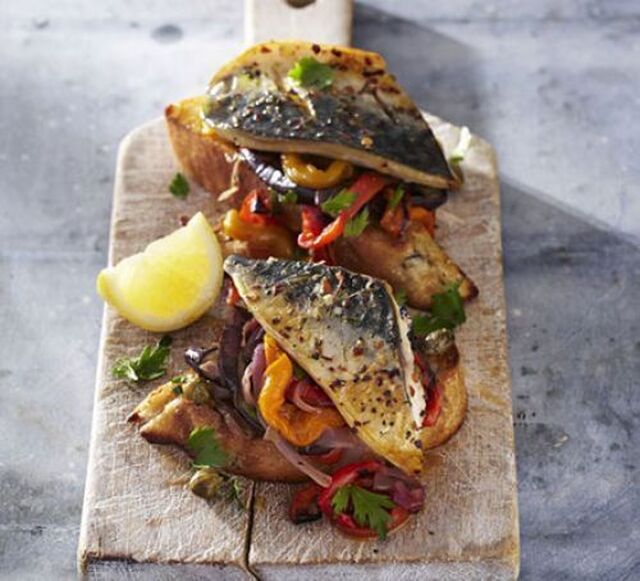 Grilled mackerel with escalivada & toasts | Recipe | Mackerel recipes, Grilled mackerel, Bbc good food recipes