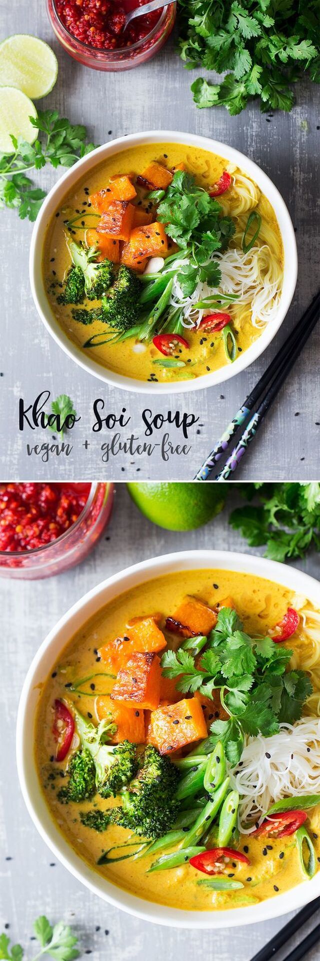 Vegan khao soi soup