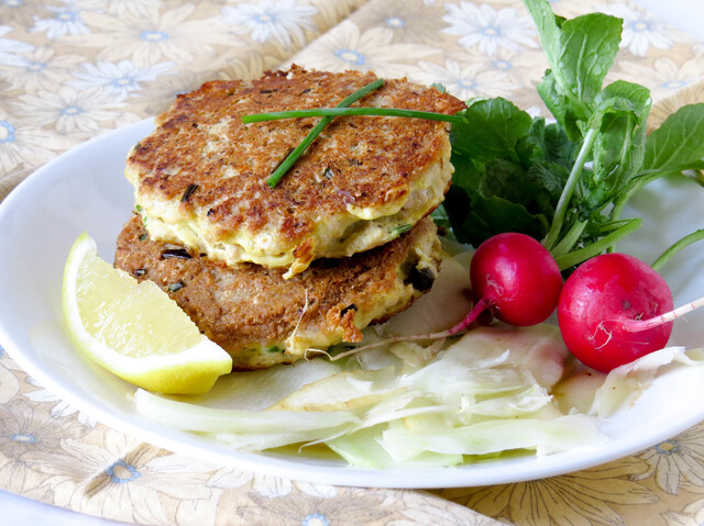 Salmon Cakes with Fennel & Parsnips