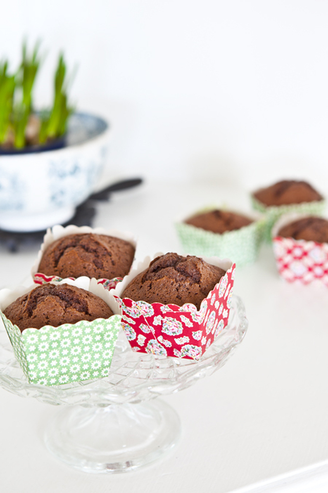 Chokladmuffins med härlig vaniljkräm
