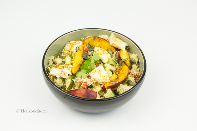 Couscous Salad with Nectarine and Halloumi