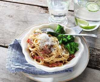 Pasta carbonara med kalkonbacon