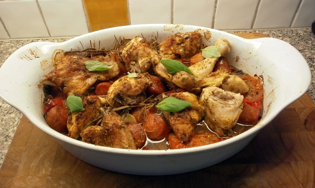 Spansk kyckling med chorizo och grönsaker