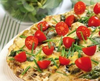 Frittata med spenat, svamp och kronärtskocka