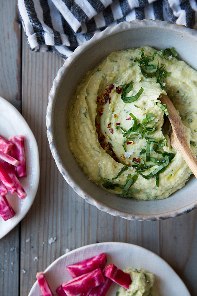 White bean dip with ramps and chili