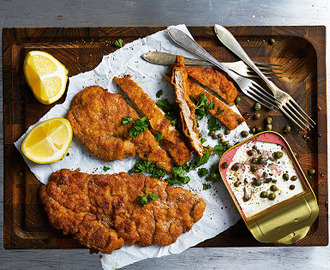 Wienerschnitzel med ansjovis- och kaprisdipp