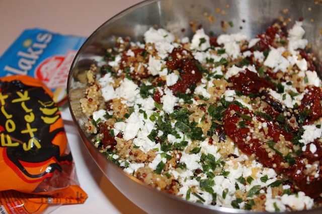 Quinoa med soltorkade tomater och chorizo