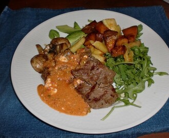 Entrecote med paprika sås