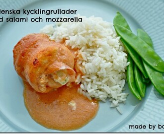 Italienska kycklingrullader med salami och mozarella