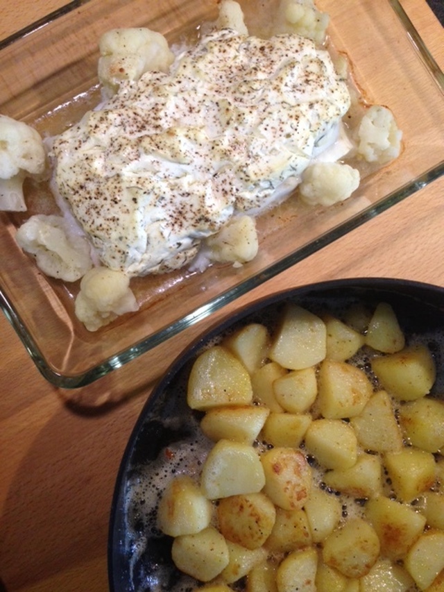 Torsk med blomkål och stekt potatis