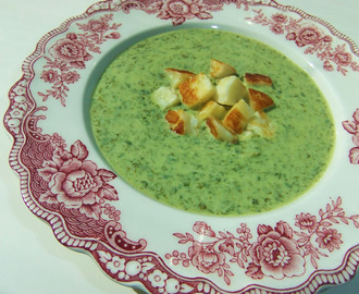 Grön lunchsoppa med stekt halloumi