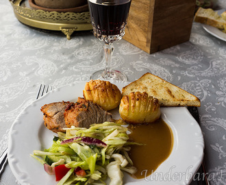 Grillad fläskfilé med italiensk vitlöksglaze och hasselbackspotatis!