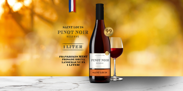 PINOT NOIR! Frankrikes MEST prisade druva lanseras nu
 i lyxig 1 LITERS butelj!