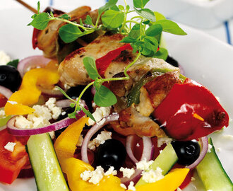 Souvlaki med bondsallad