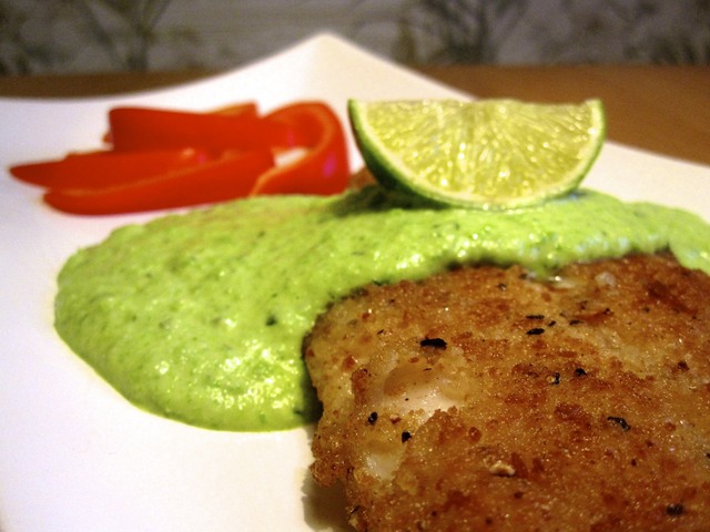 Smörstekt fisk med grön ärtpuré