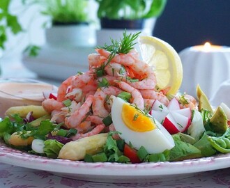 Räksallad med vit sparris och Rhode Island dressing