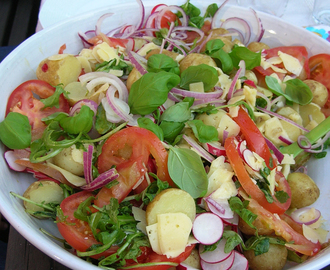 Potatissallad med färskpotatis, ruccola, senap m.m.