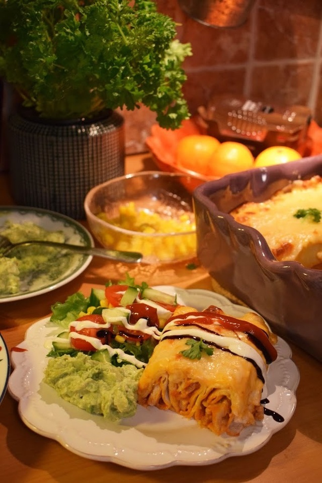 Enchiladas med fläskfilé och ostsås