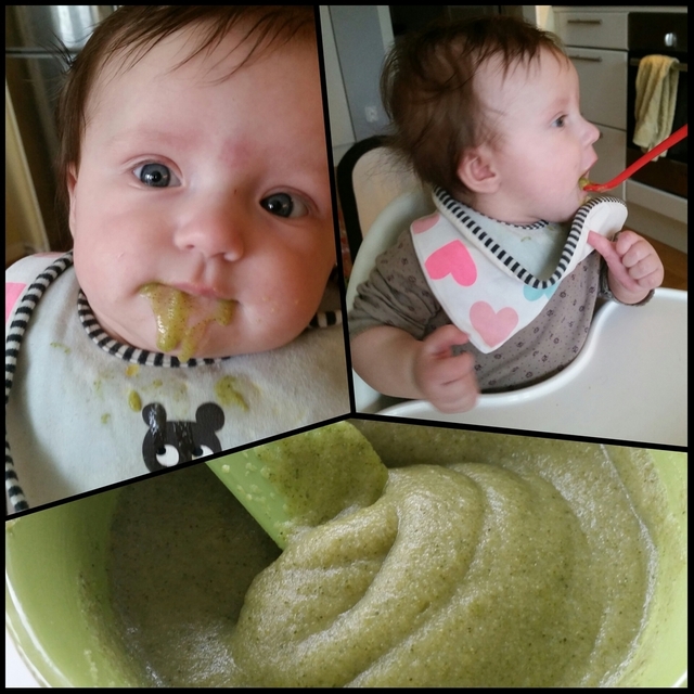 Alyssa smakar på broccoli