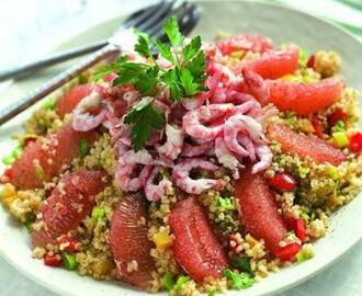 Bulgursallad med räkor och grapefrukt