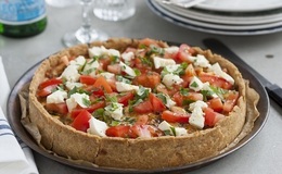 Mozzarella, tomato and ricotta pie