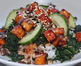 Bibimbap med tofu, spenat och shitake