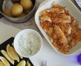 Cornflakespanerad fisk knaprig och härlig, utan ägg, mjölk och gluten