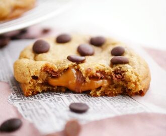 Chocolate chip cookies med dulce de leche-gömma