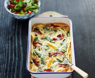 Spenatfrittata med bacon och chevre