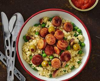 Couscous med chorizo, ärtor och ajvar