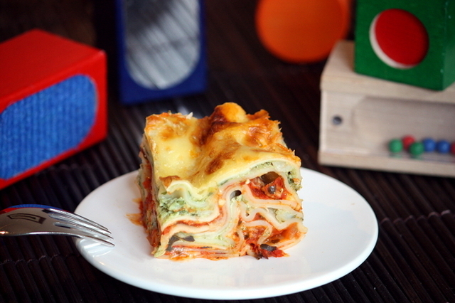 Vegetarisk tricolor-lasagne