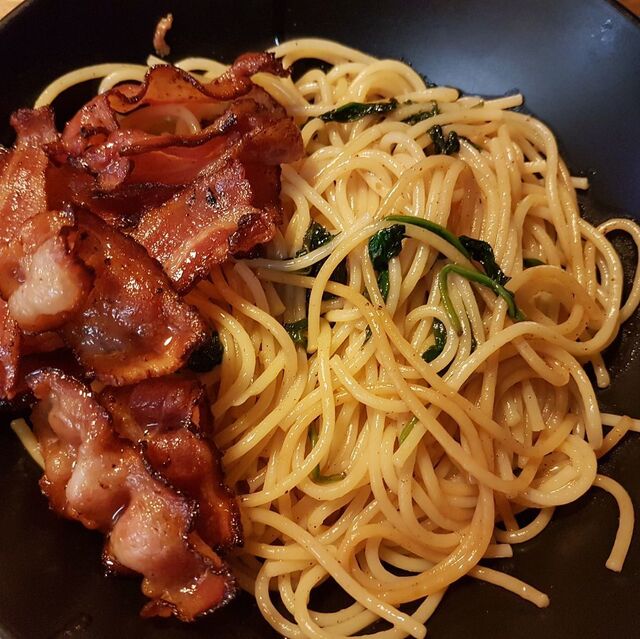 Spagetti med Amerikansk BBQ bacon