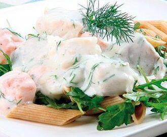 Fisksås med dill och pasta