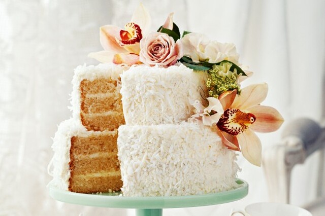 Two-tier coconut milk layer cake