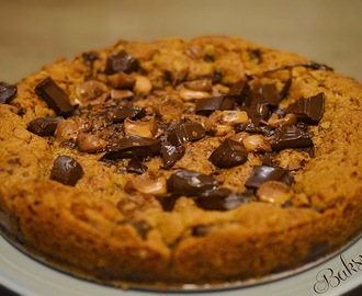 Big chocolate and caramel cookie-cake