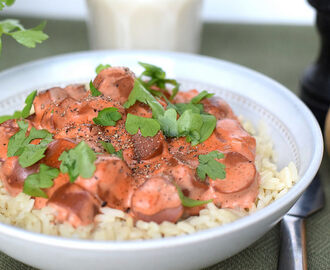 Bästa receptet på vegansk korvstroganoff