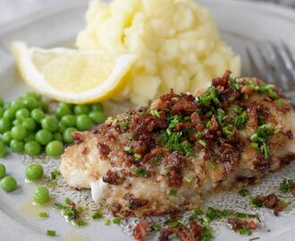 Stekt torskfilé med bacon och potatispuré