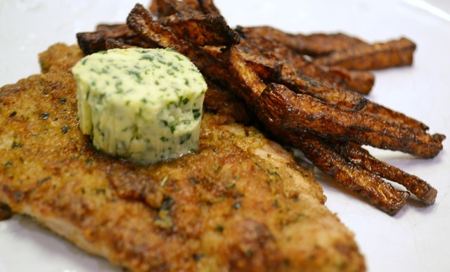 Skinksnitzel & kålrotspommes frites