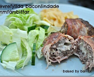 Chèvrefyllda baconlindade lammfärsbiffar