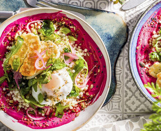 Bowl med rödbetsborani och halloumi