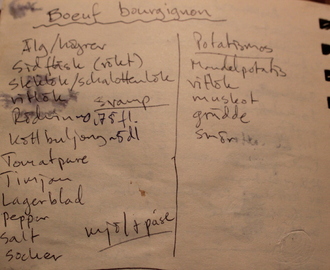 Vild bouef bourgignon med rökt sidfläsk och sandsopp. Vitlöksdoftande potatispuré