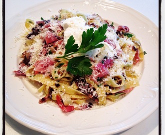 Tagliatelle med rosesallad, citron & parma 11 propoints