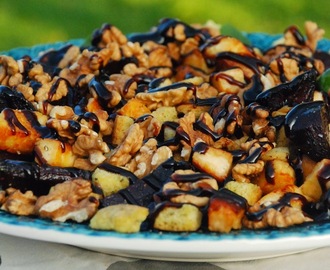 Sallad med rostade rödbetor och halloumi