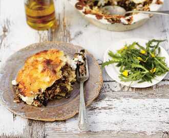 Lammlasagne med fetaost, örter och citron