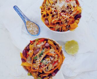 Vegan Sweet Potato Pad Thai with Peanut Butter Soy Sauce