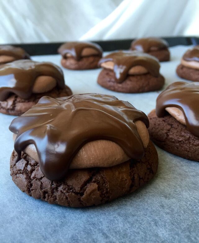 Brownie cookies med kol/choklad topping