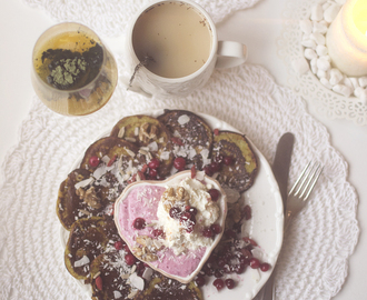 Saffron banana pancakes for breakfast