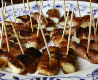 Halloumi inlindad i bacon