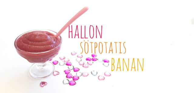 Fruktmos – Hallon, sötpotatis och banan